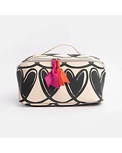 Caroline Gardner Mono Looped Hearts Flat Lay Wash Bag